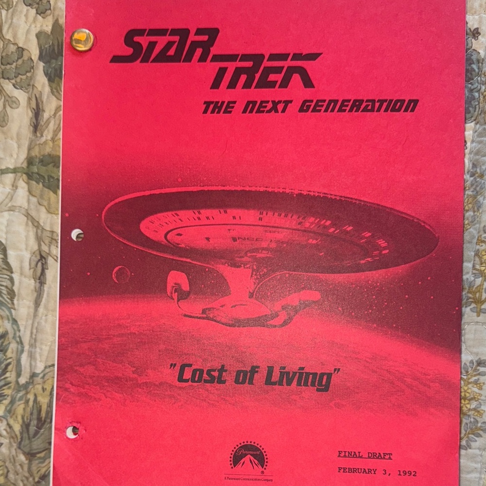 RARE Star Trek TNG "Cost of Living" Original Production Crew Script- Feb 3, 1992